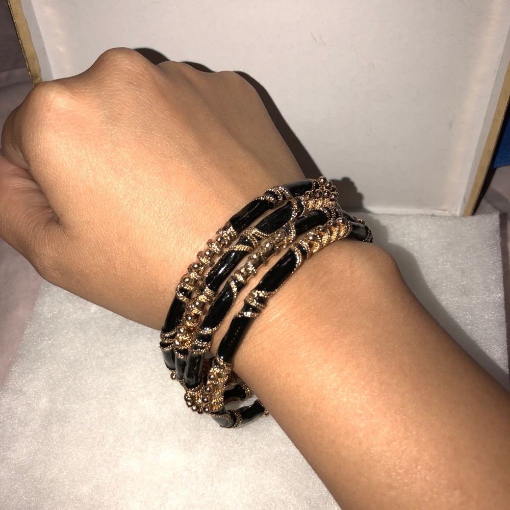 4 Ross Simon Black and gold bangles - Picture 2 of 5